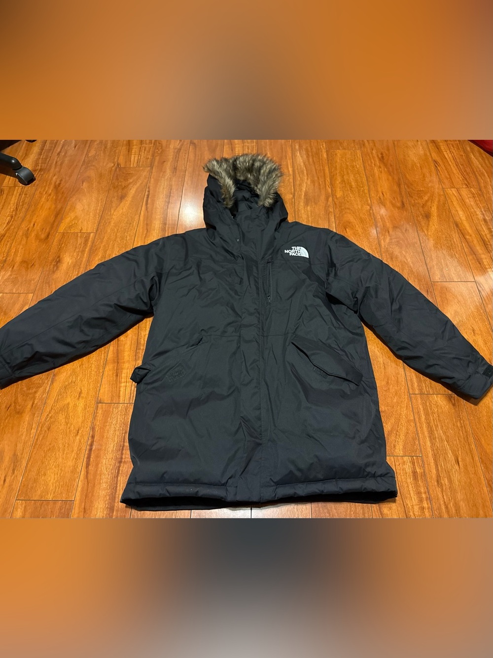 The North Face Black Men’s Insulated Puffer Parka with Faux Fur Trim
